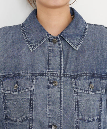 天絲牛仔立領夾克