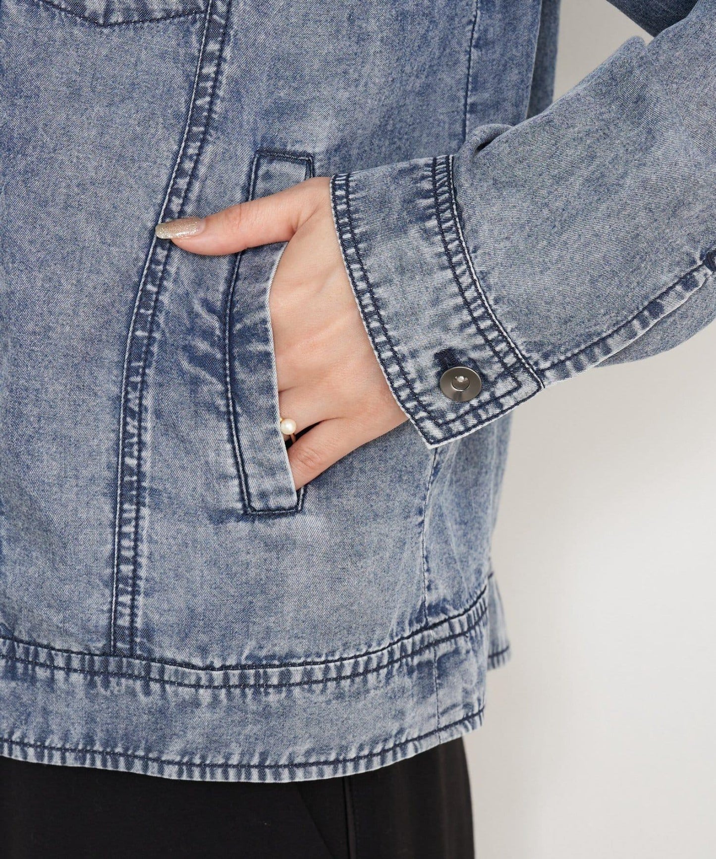 天絲牛仔立領夾克