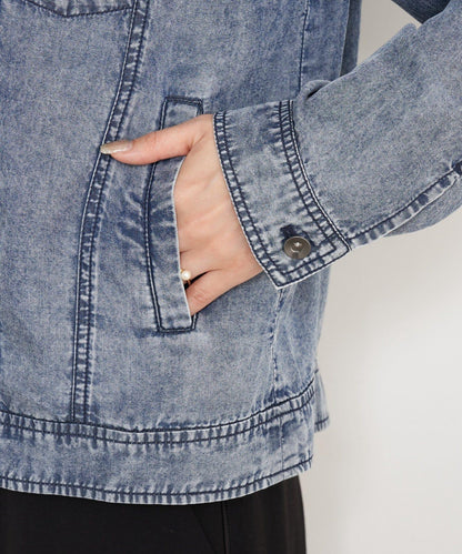 天絲牛仔立領夾克