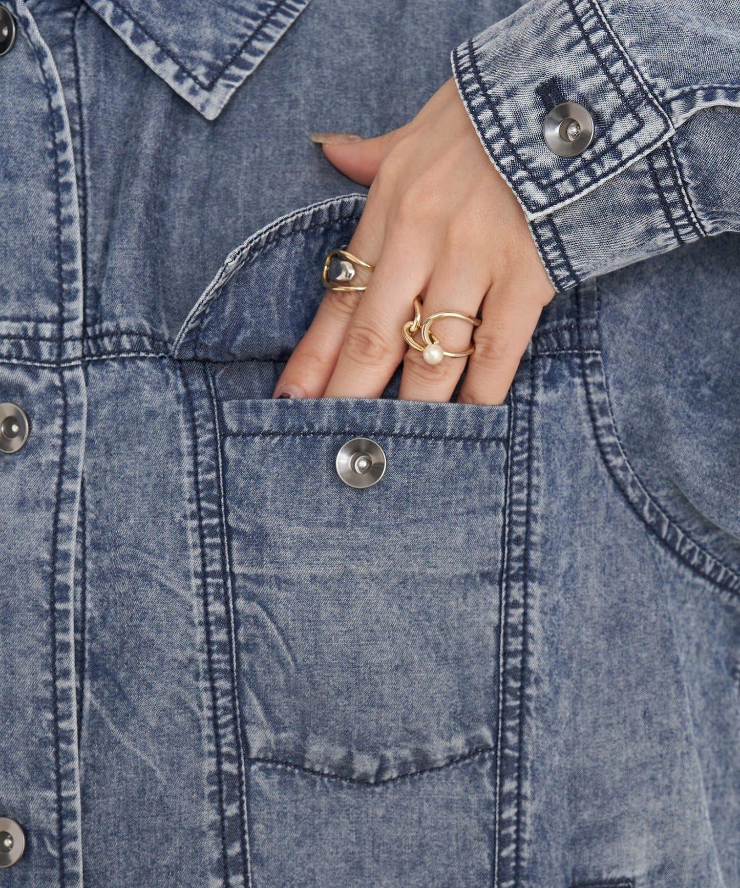 天絲牛仔立領夾克