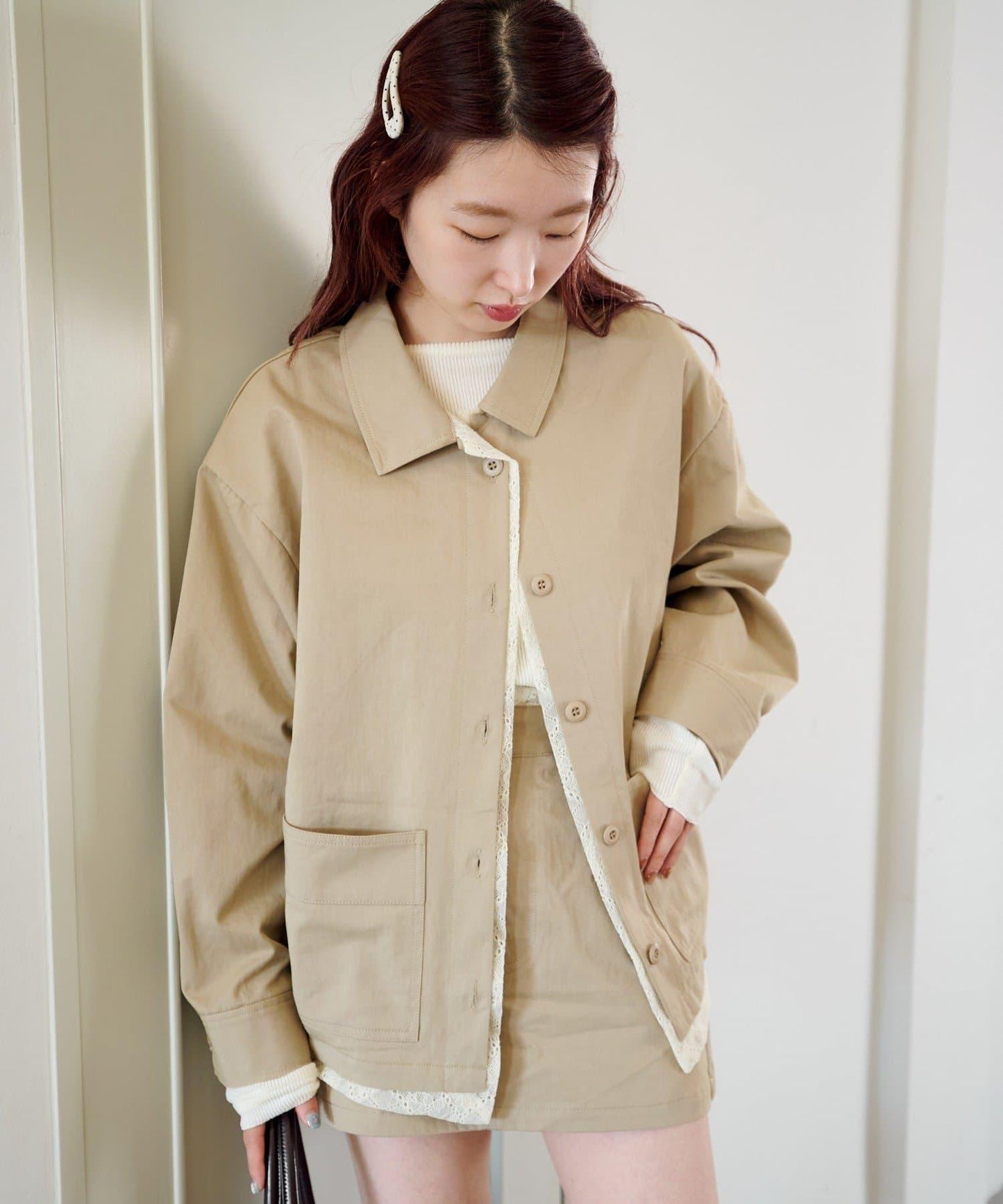 層疊中長款襯衫夾克