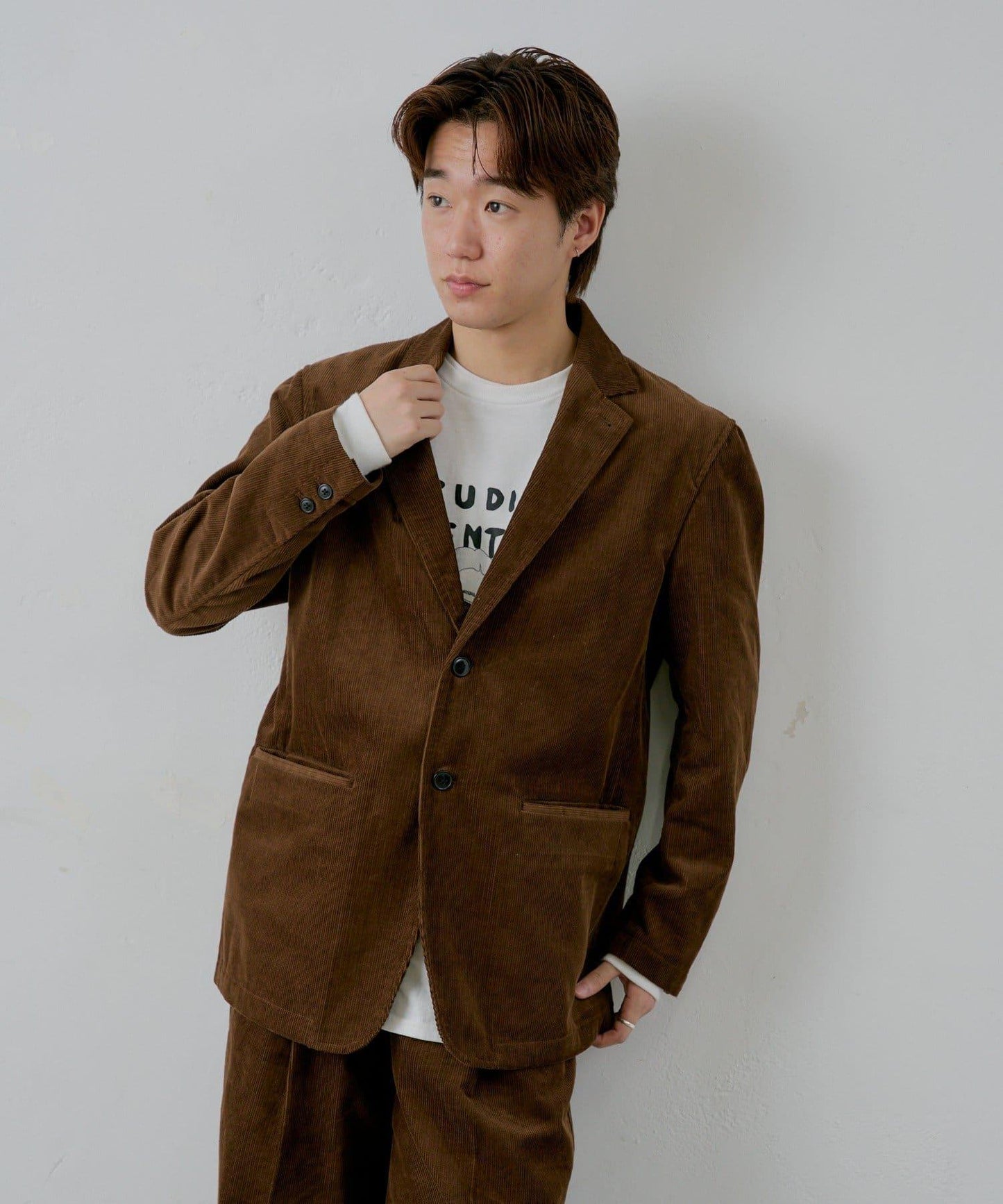 【WHIMSIC/SETUP対応】燈芯絨2粒扣西裝外套