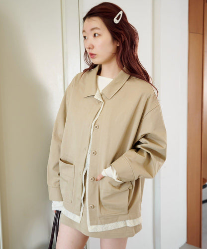 層疊中長款襯衫夾克