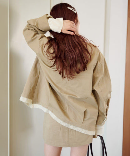 層疊中長款襯衫夾克