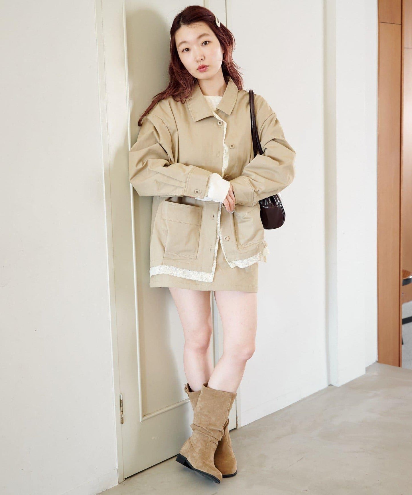 層疊中長款襯衫夾克