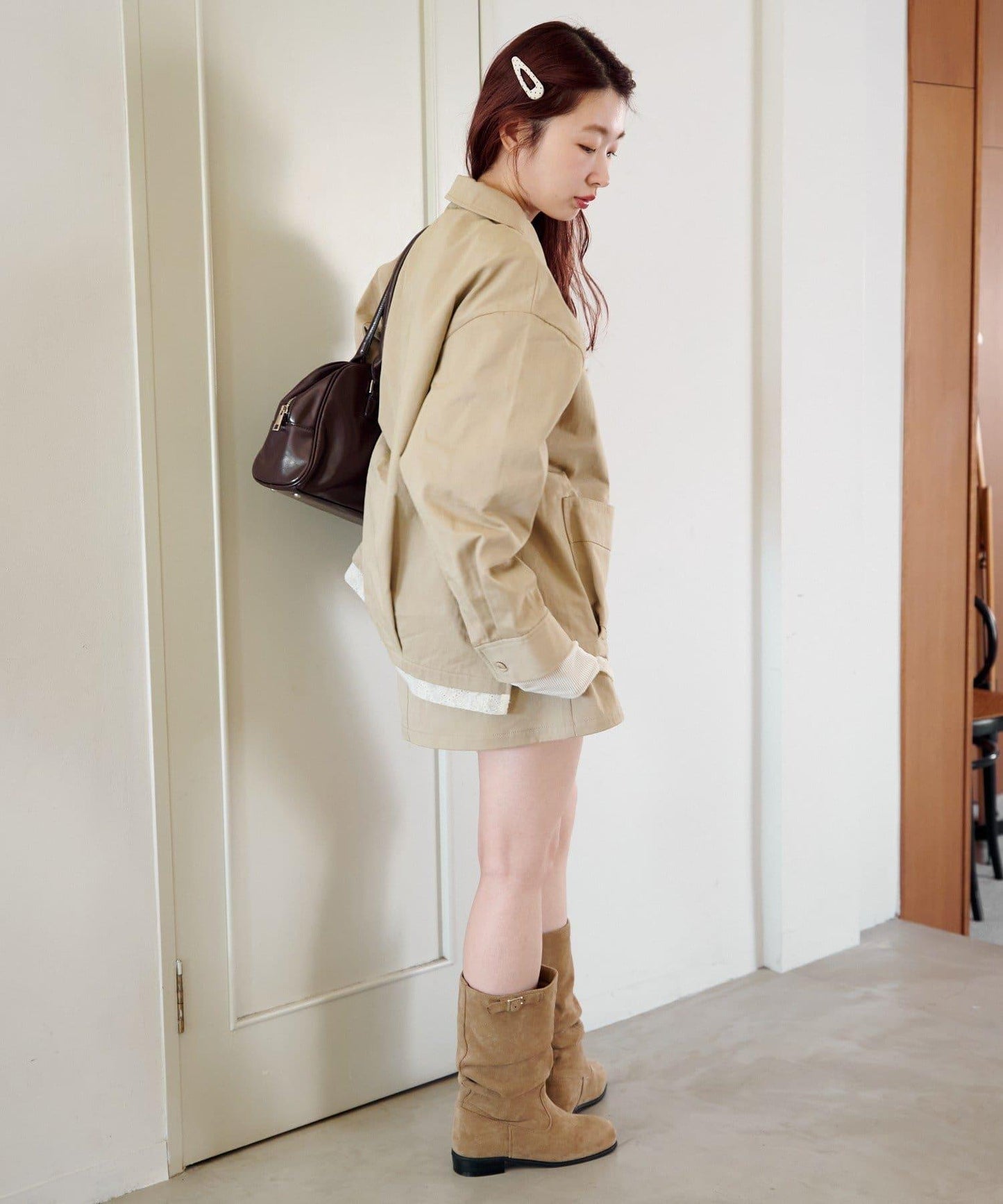 層疊中長款襯衫夾克