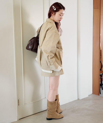 層疊中長款襯衫夾克