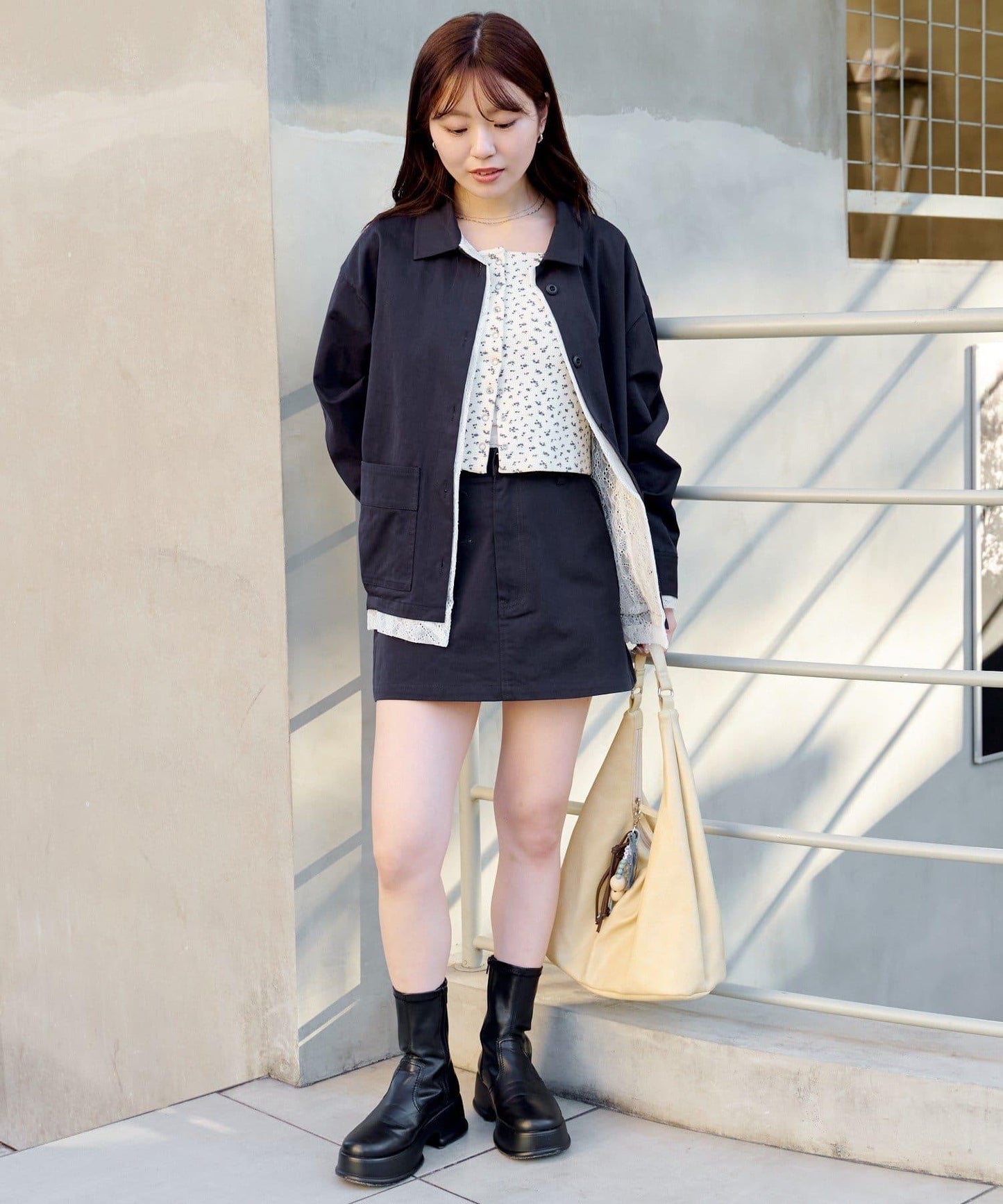 層疊中長款襯衫夾克