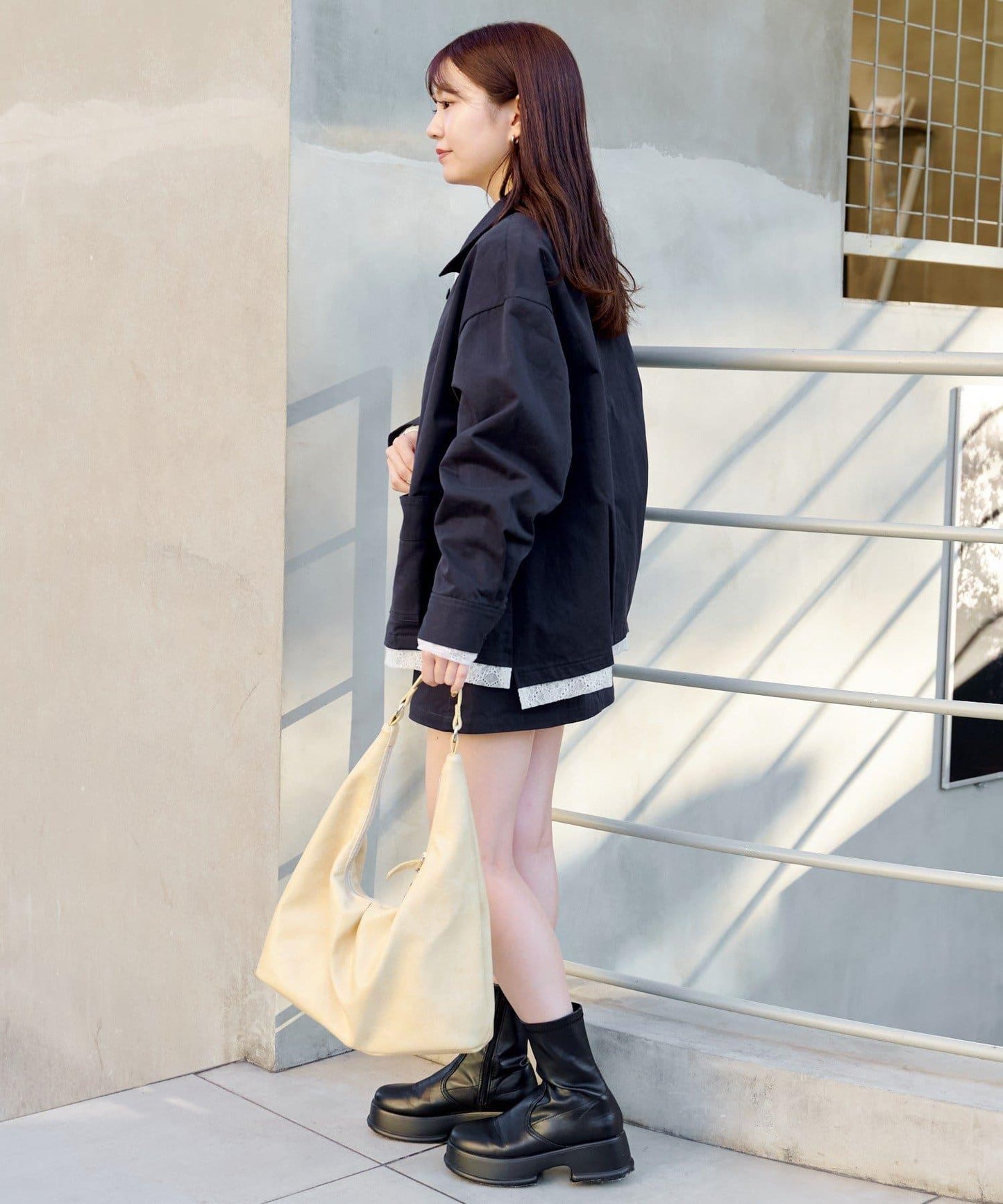 層疊中長款襯衫夾克