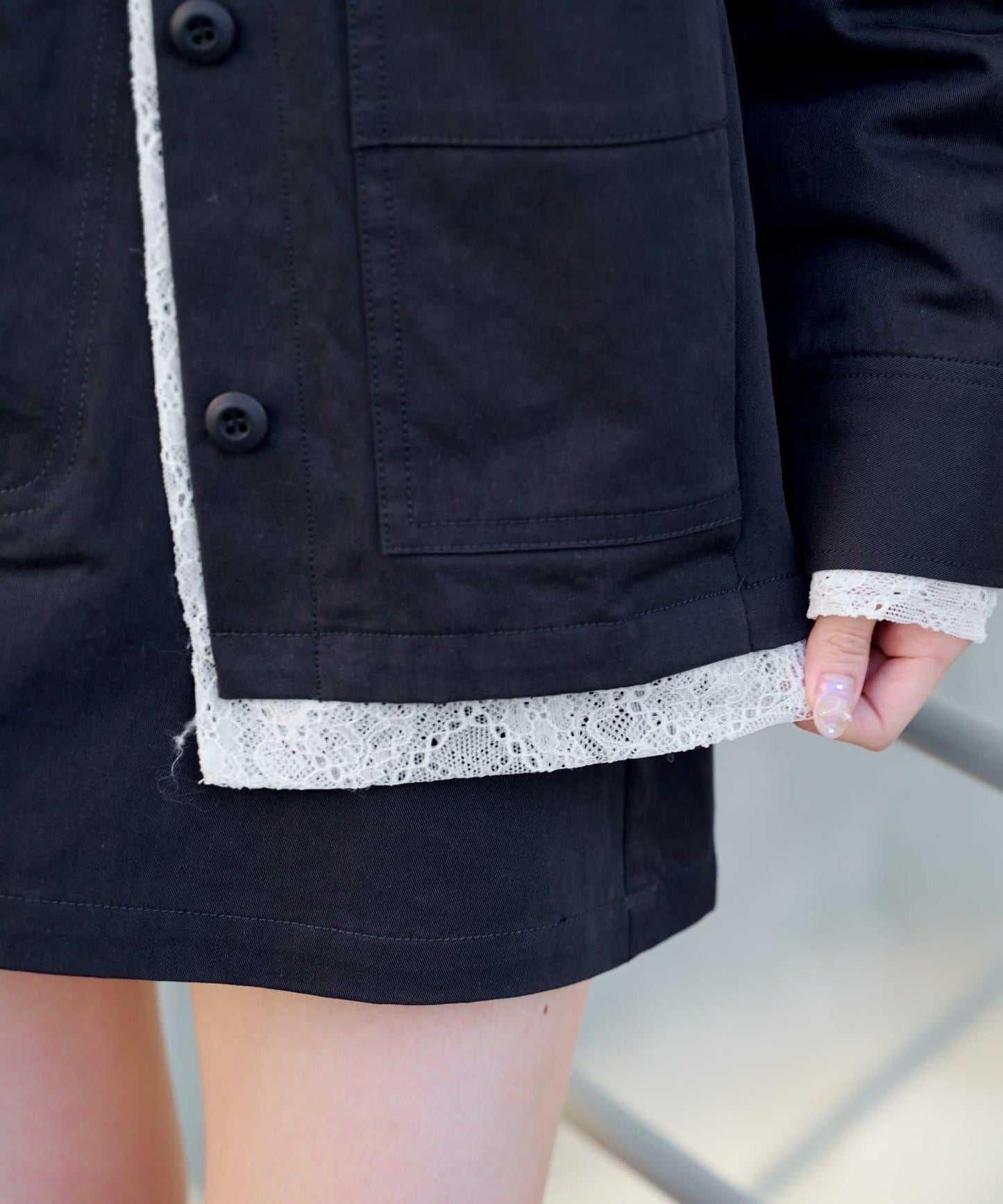 層疊中長款襯衫夾克