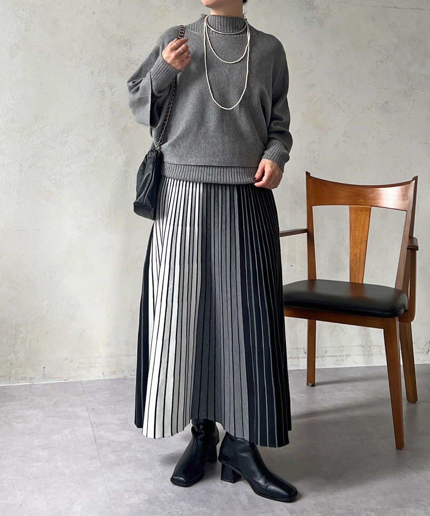 條紋針織半身裙