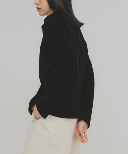 泡泡袖天鵝絨襯衫