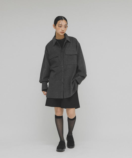 羊毛混紡寬鬆襯衫