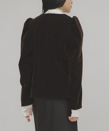 泡泡袖天鵝絨襯衫