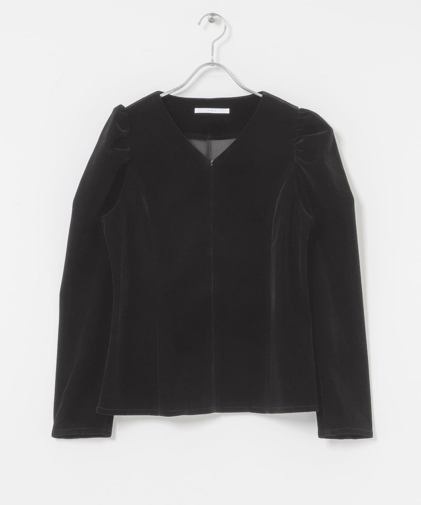 泡泡袖天鵝絨襯衫