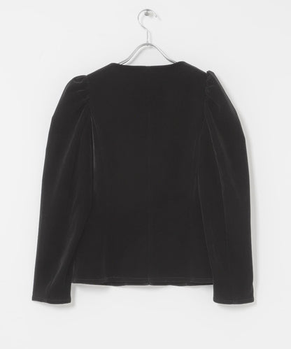 泡泡袖天鵝絨襯衫