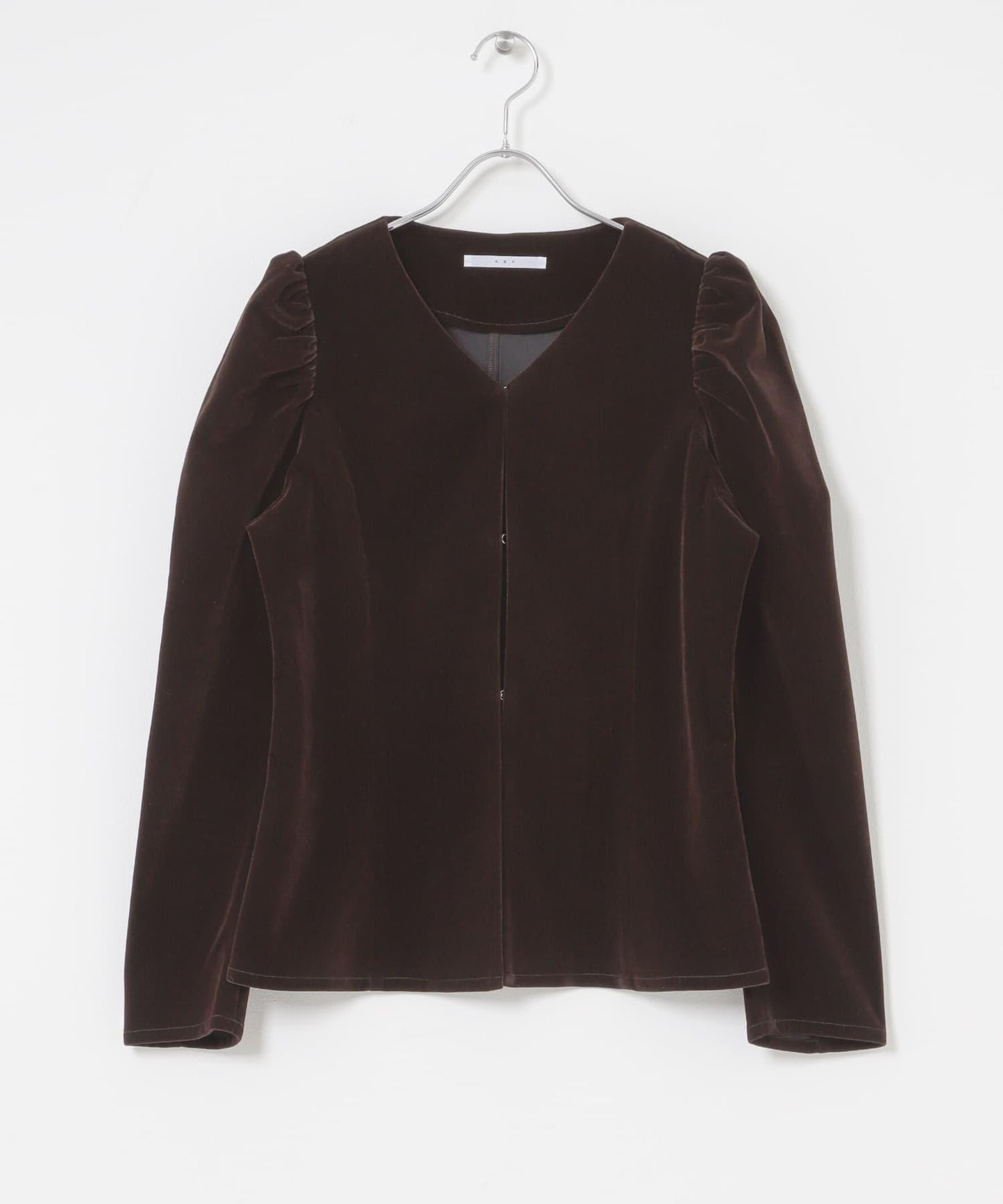 泡泡袖天鵝絨襯衫