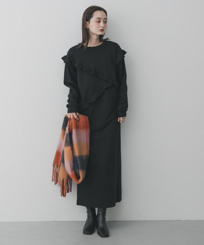 荷葉邊剪裁連衣裙