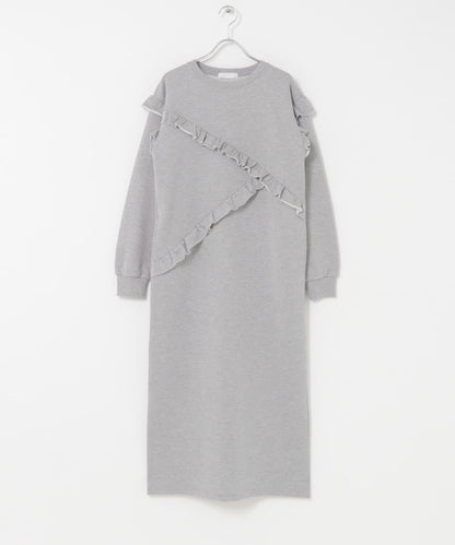 荷葉邊剪裁連衣裙