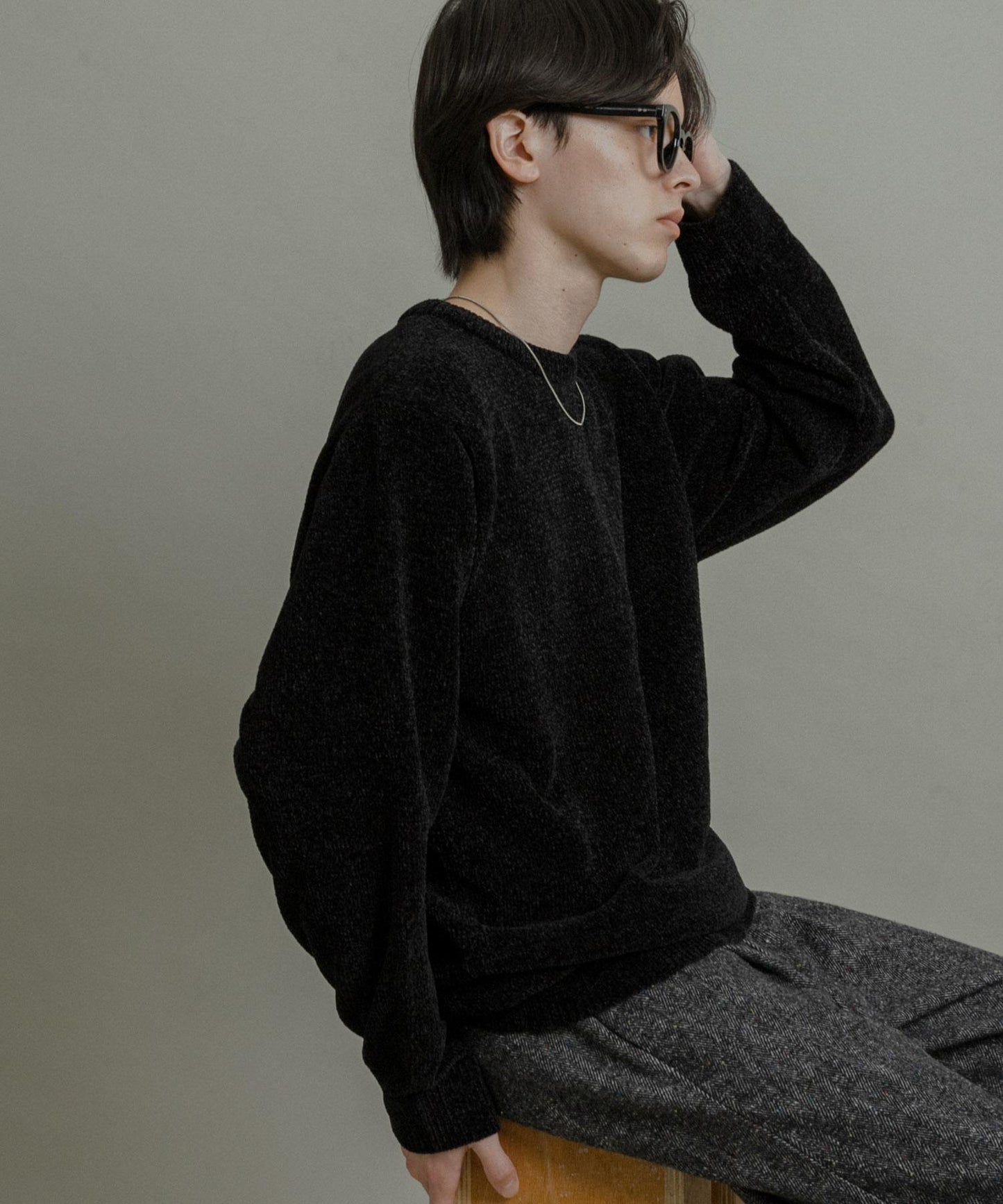 可水洗毛圈針織套頭衫