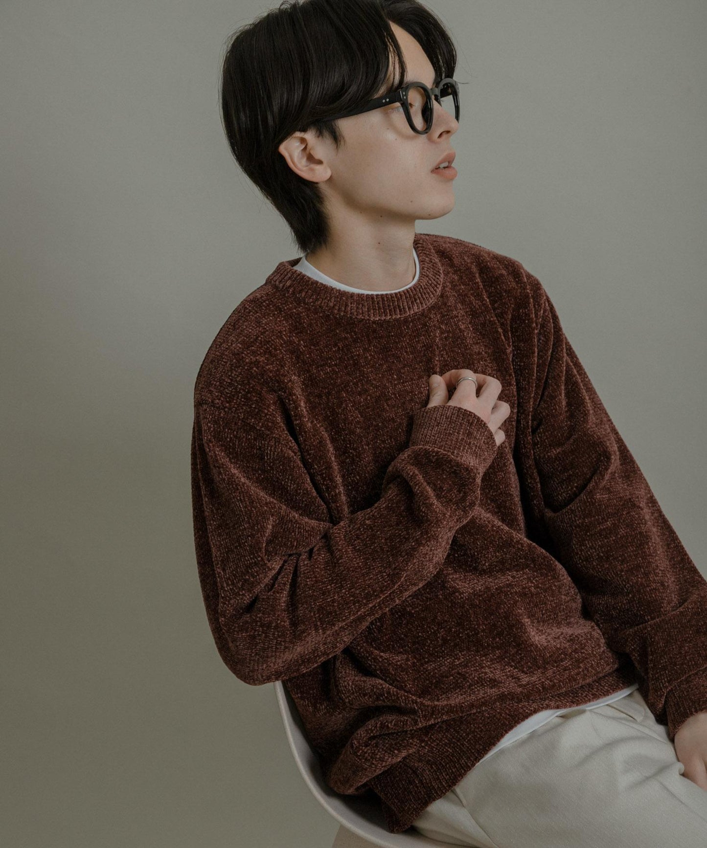 可水洗毛圈針織套頭衫