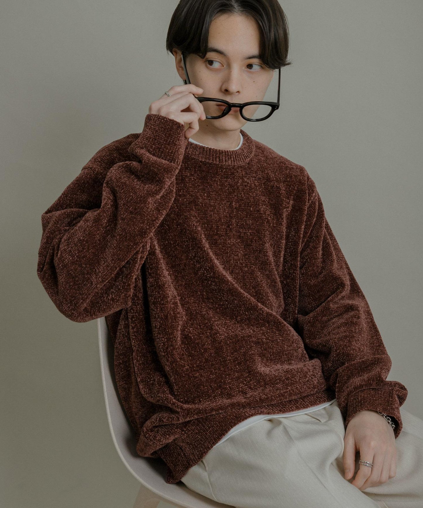 可水洗毛圈針織套頭衫