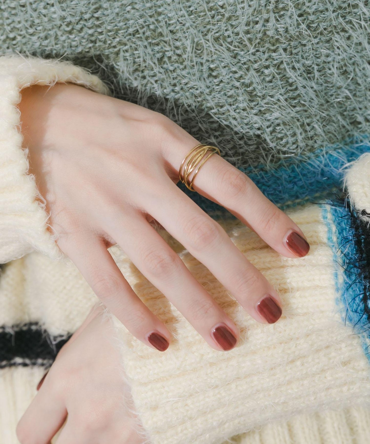 不鏽鋼漸變波浪線戒指