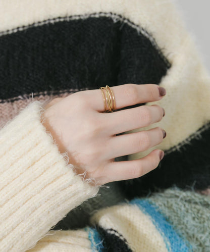 不鏽鋼漸變波浪線戒指