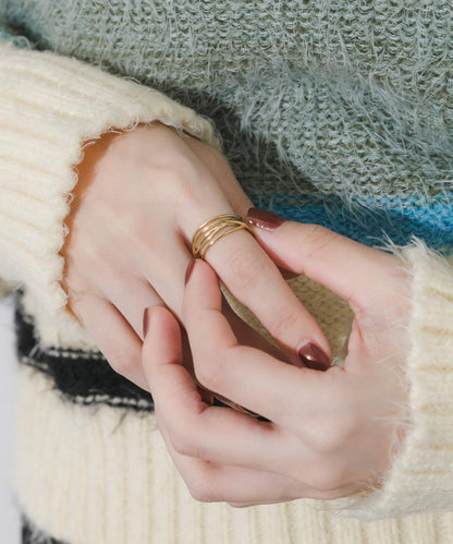 不鏽鋼漸變波浪線戒指