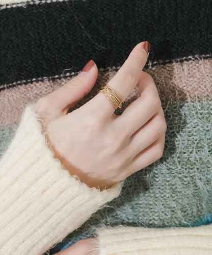 不鏽鋼漸變波浪線戒指