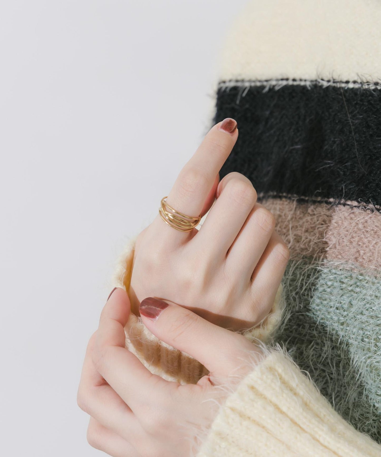 不鏽鋼漸變波浪線戒指