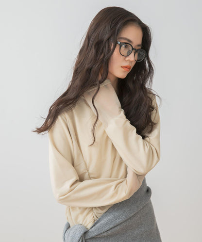 透視層疊褶皺連衣裙