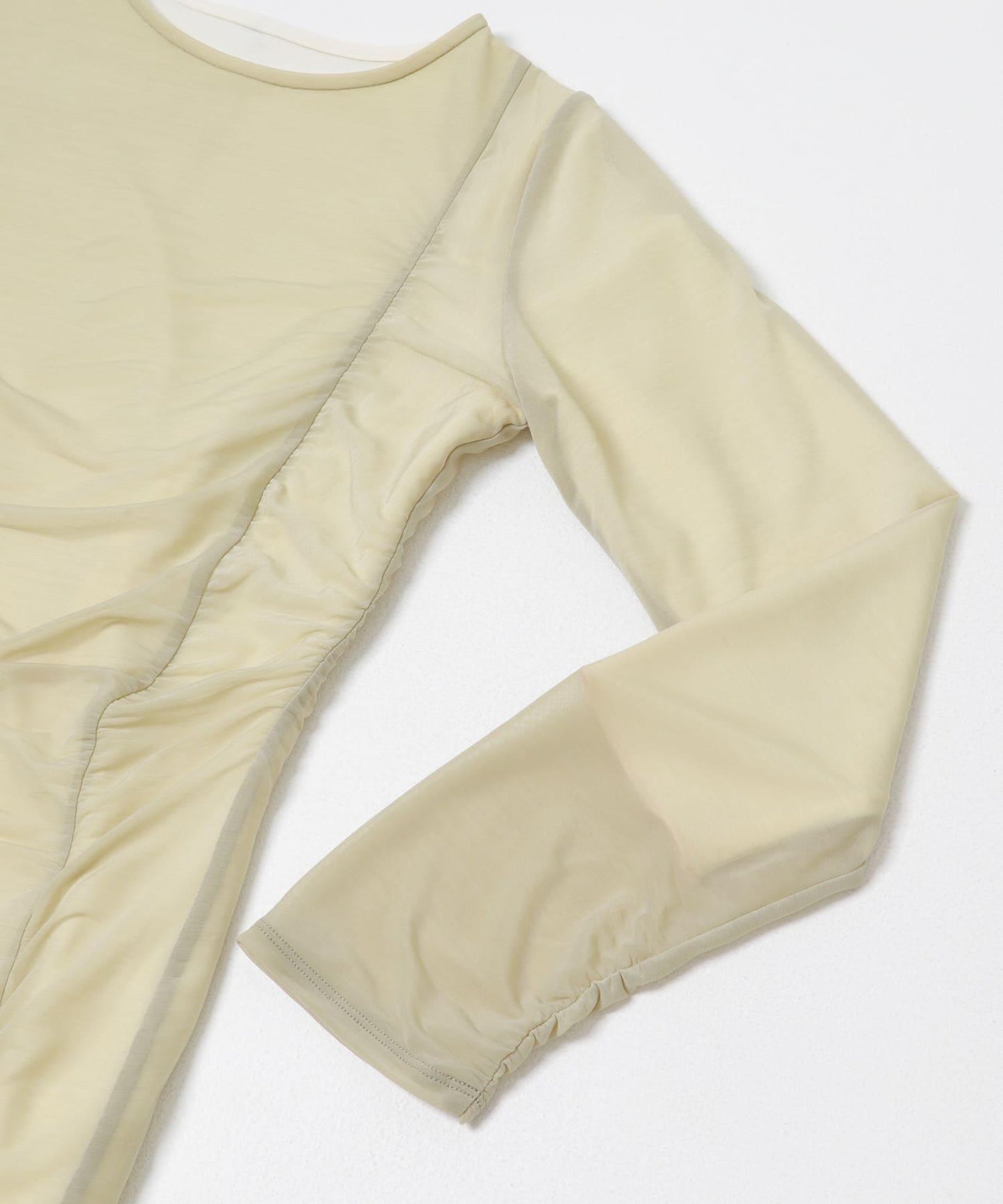 透視層疊褶皺連衣裙