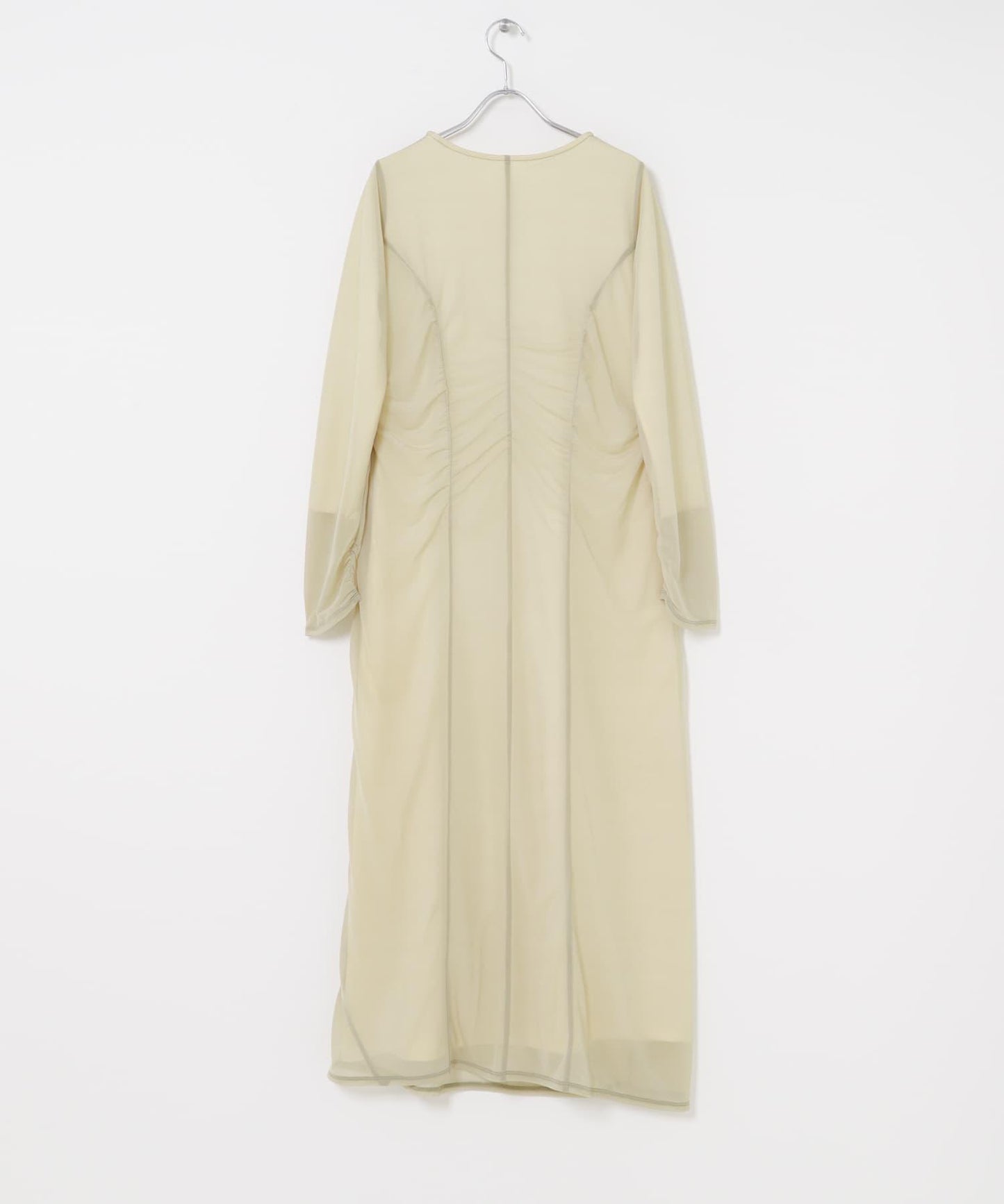 透視層疊褶皺連衣裙