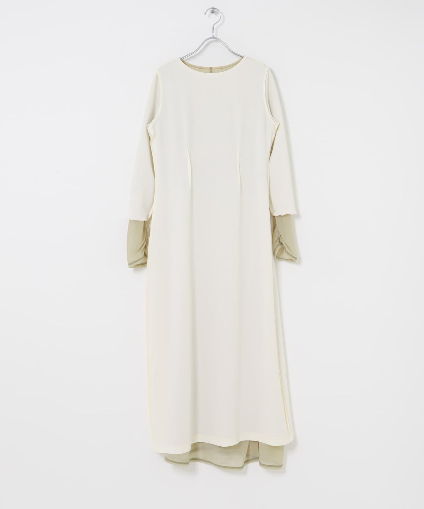 透視層疊褶皺連衣裙