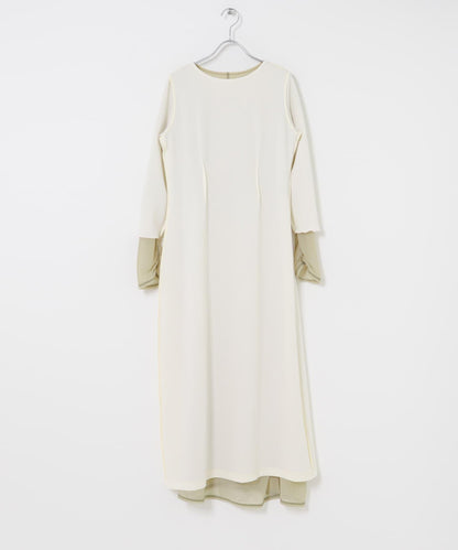 透視層疊褶皺連衣裙