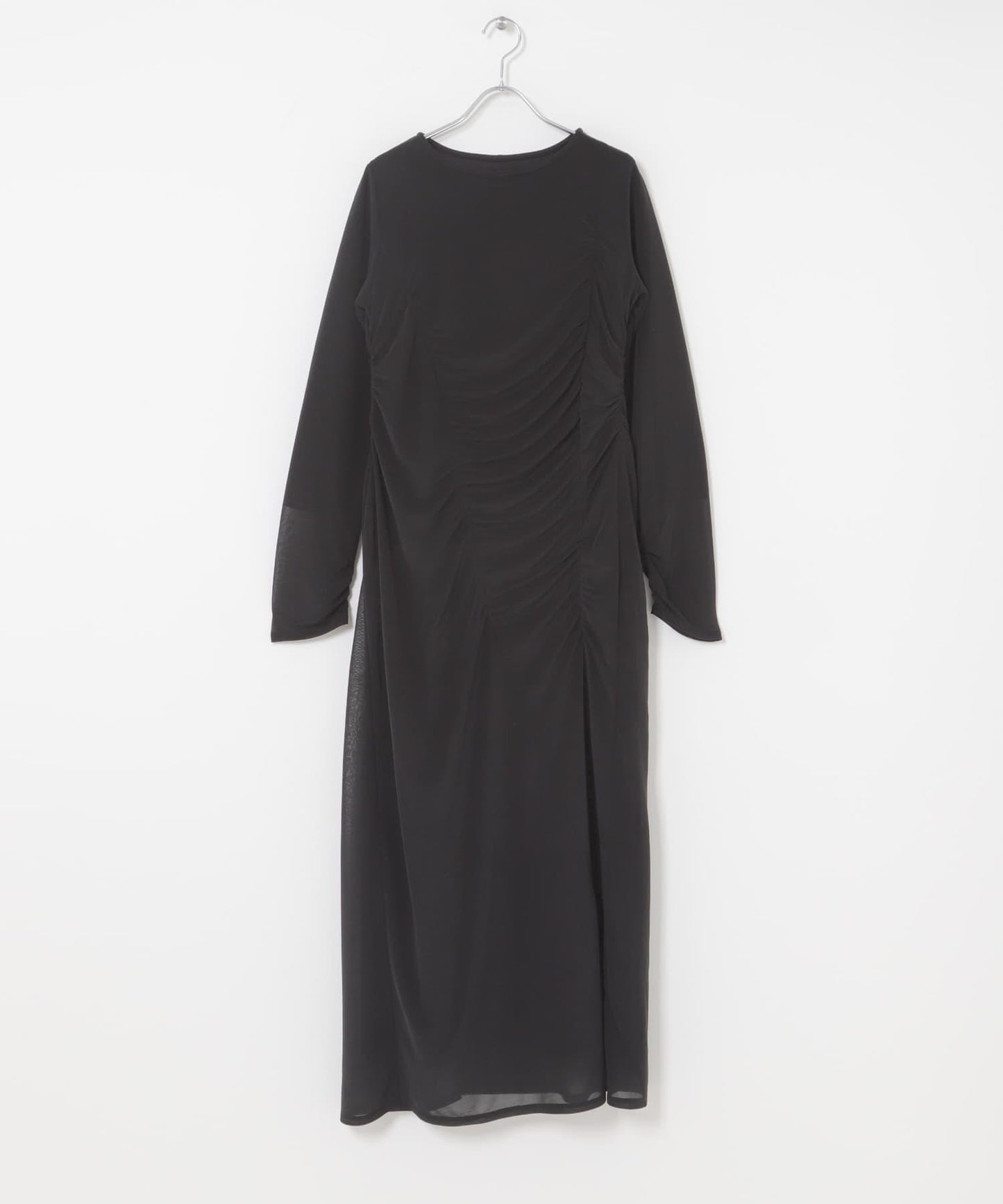 透視層疊褶皺連衣裙