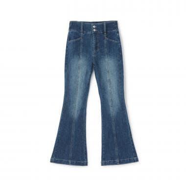 【磨毛】【彈力】修身喇叭牛仔褲