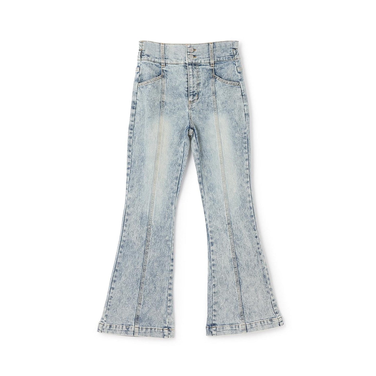 【磨毛】【彈力】修身喇叭牛仔褲