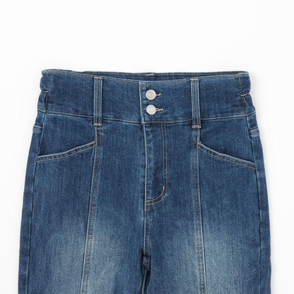 【磨毛】【彈力】修身喇叭牛仔褲