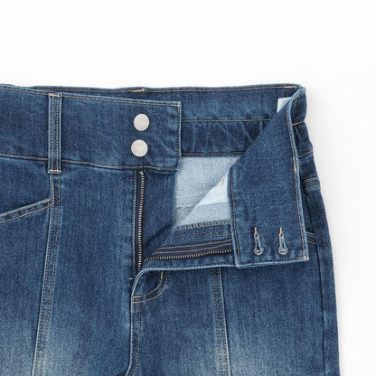 【磨毛】【彈力】修身喇叭牛仔褲