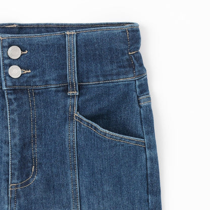 【磨毛】【彈力】修身喇叭牛仔褲