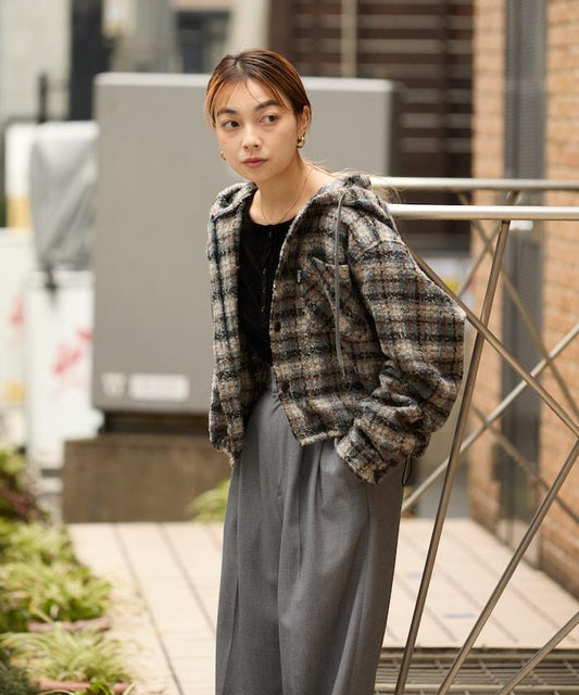 連帽加厚法蘭絨襯衫夾克