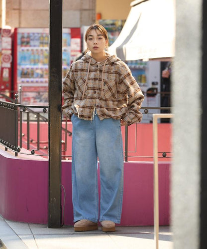 連帽加厚法蘭絨襯衫夾克