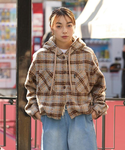 連帽加厚法蘭絨襯衫夾克