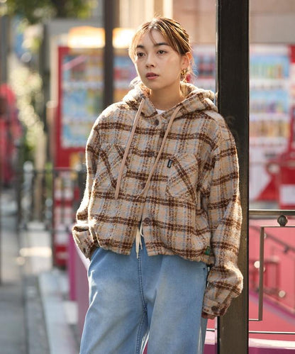 連帽加厚法蘭絨襯衫夾克