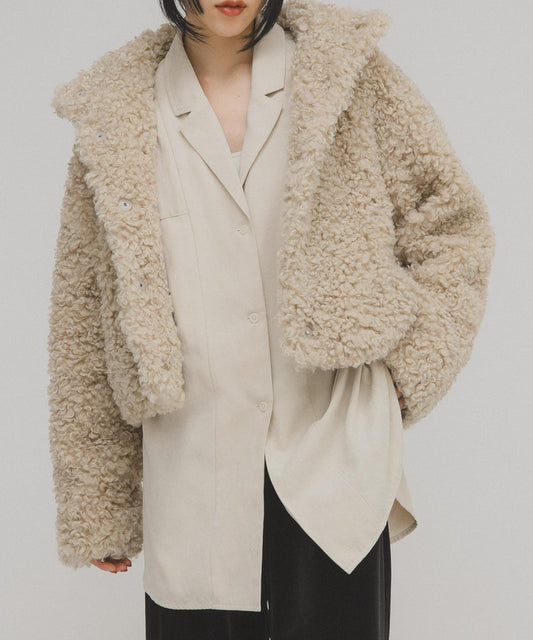 桃皮絨寬鬆襯衫