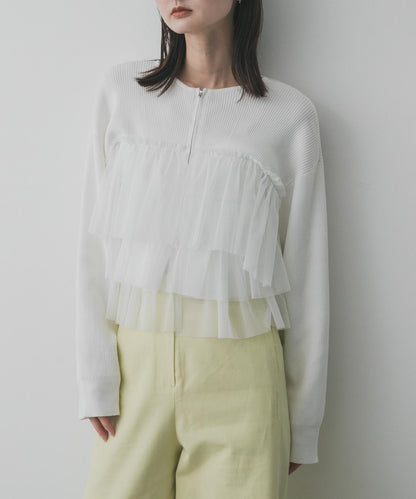 雙拉鍊荷葉邊針織開衫