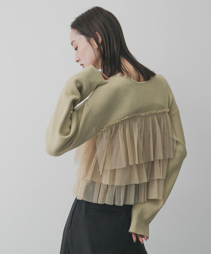 雙拉鍊荷葉邊針織開衫