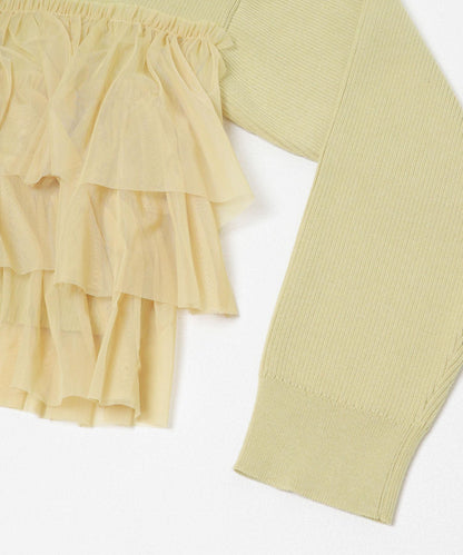 雙拉鍊荷葉邊針織開衫